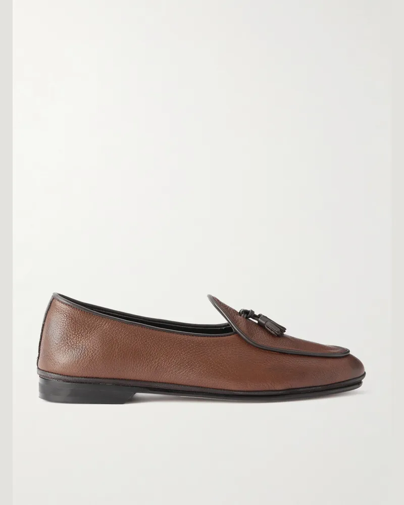 Rubinacci Loafers aus vollnarbigem Leder mit Troddeln Braun