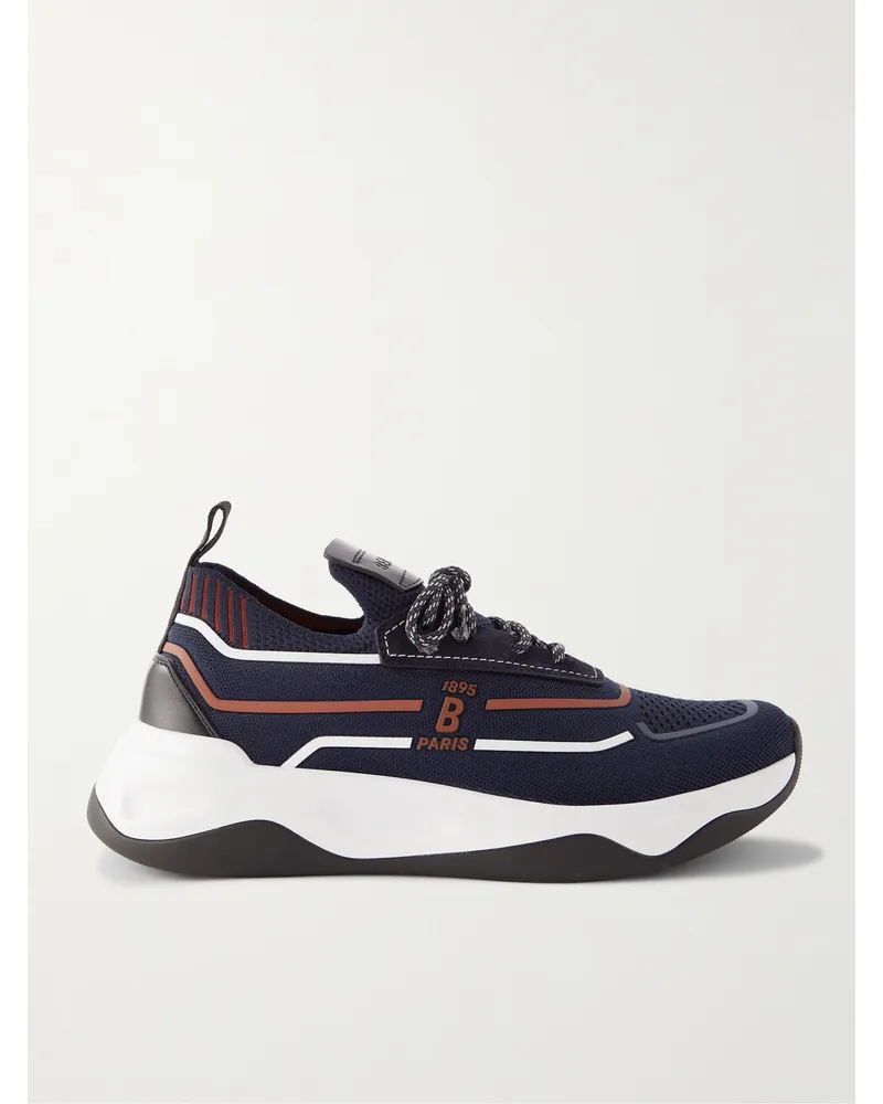 Berluti Shadow Sneakers aus Stretch-Strick mit Besatz aus Veloursleder, Leder und Gummi Blau