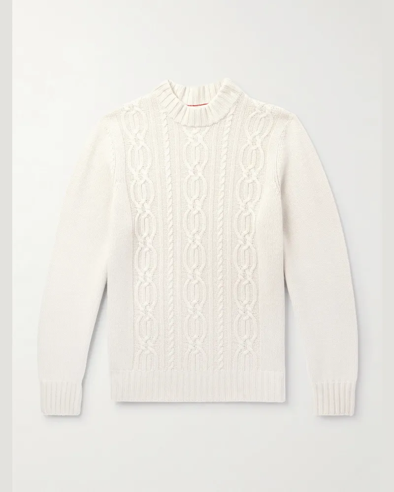 Brunello Cucinelli Cable-Knit Cashmere Mock-Neck Sweater Neutrals