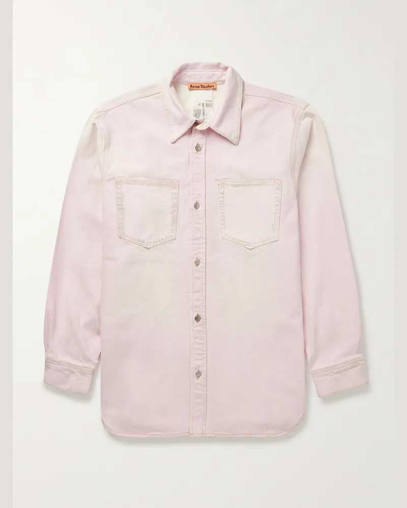 Acne Studios Karto U Traffic Jeanshemd in Distressed-Optik Pink