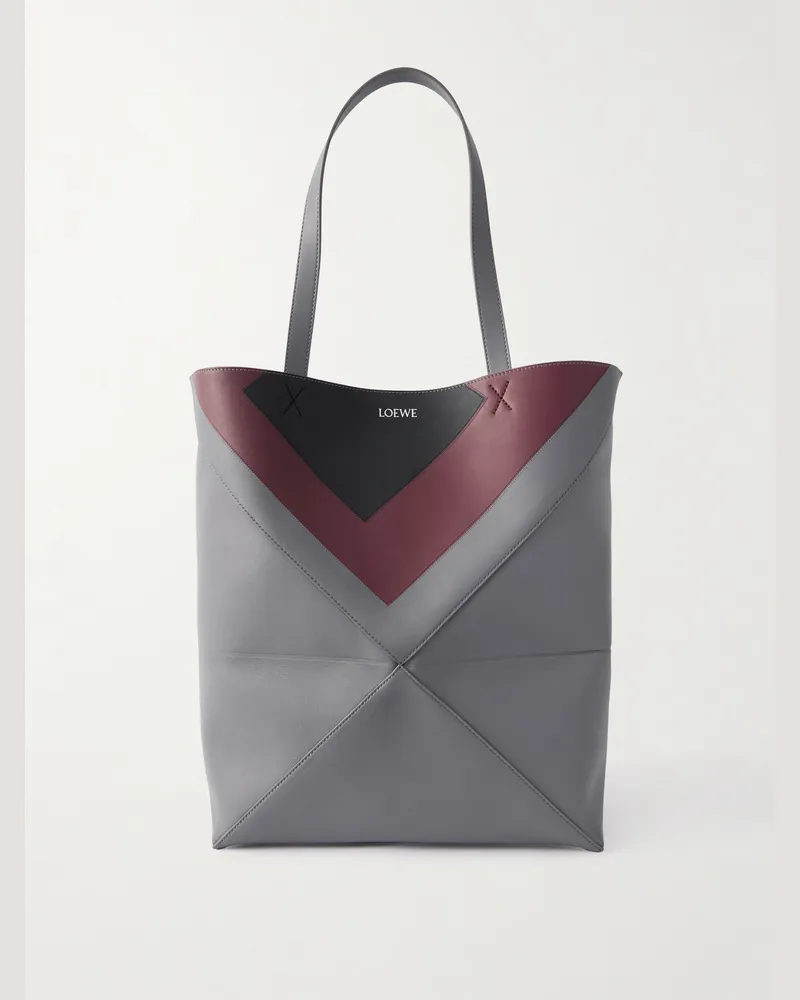 Loewe Albers Puzzle Fold XL Tote aus Leder Schwarz