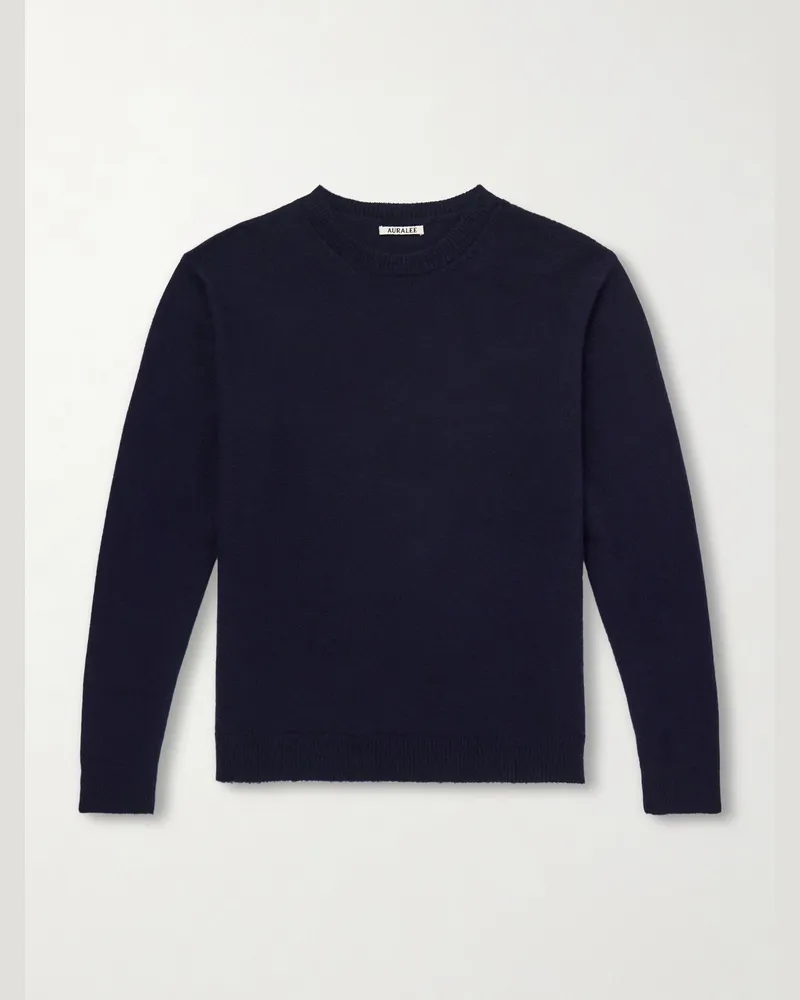 AURALEE Brushed Cashmere and Cotton-Blend Sweater Blue