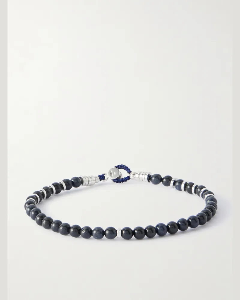 Mikia Circle4 Sterling Silver, Sapphire and Shell Beaded Bracelet Black
