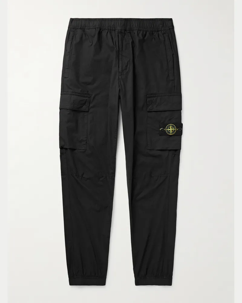 Stone Island Schmal zulaufende Cargohose aus einer Baumwollmischung Schwarz