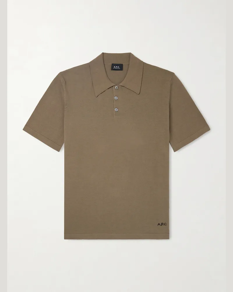 A.P.C. Polohemd aus Baumwolle mit Intarsienlogomotiv Grün