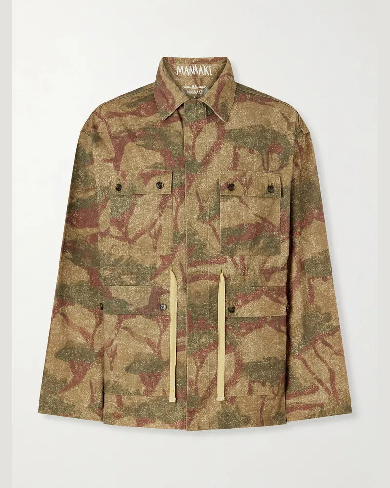 MANAAKI Niha Camouflage-Print Denim Jacket Green