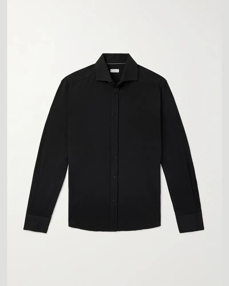 Brunello Cucinelli Hemd aus Baumwoll-Jersey Schwarz