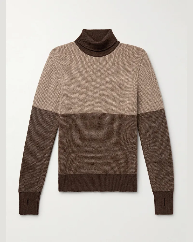 Oliver Spencer Talbot Rollkragenpullover aus Wolle in Colour-Block-Optik Braun