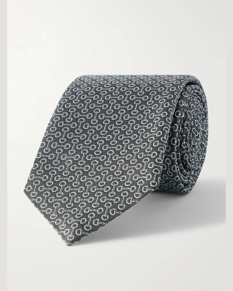 Gucci Symbols Krawatte aus Seiden-Jacquard, 7 cm Blau