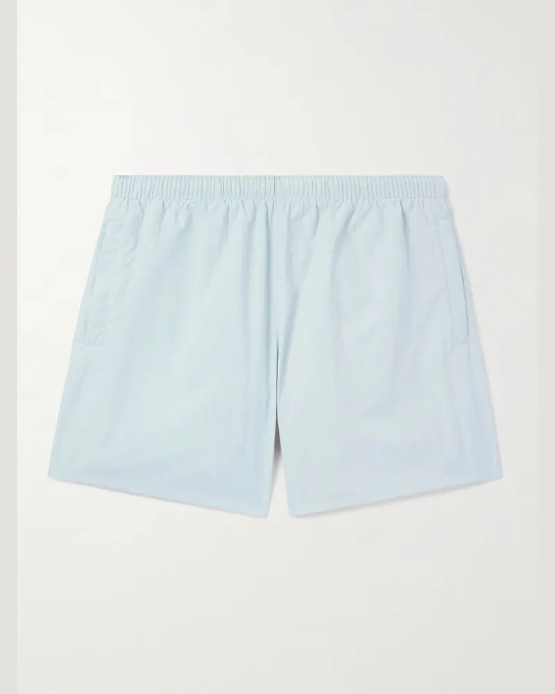 Our Legacy Gerade geschnittene mittellange Badeshorts Blau