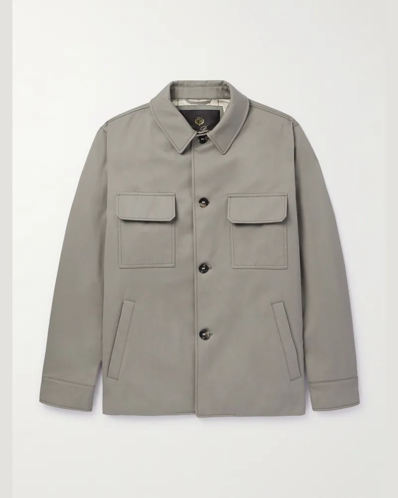 Loro Piana Hemdjacke aus Twill aus einer Baumwoll-Leinenmischung Neutral
