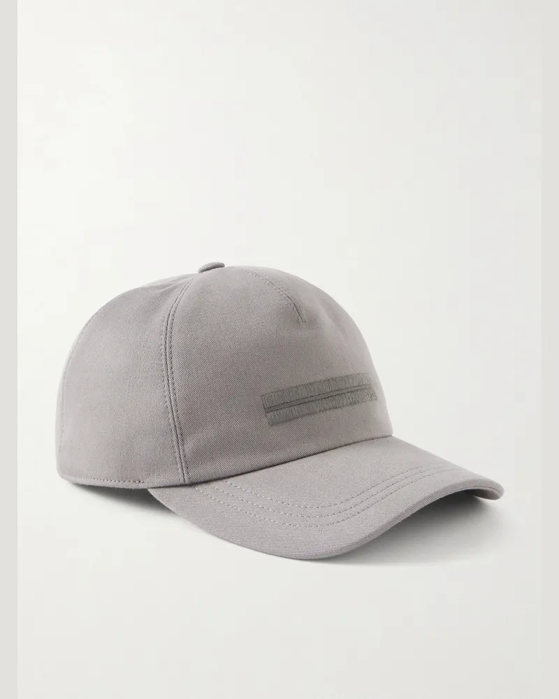 Ermenegildo Zegna Embroidered Cotton-Twill Cap Gray