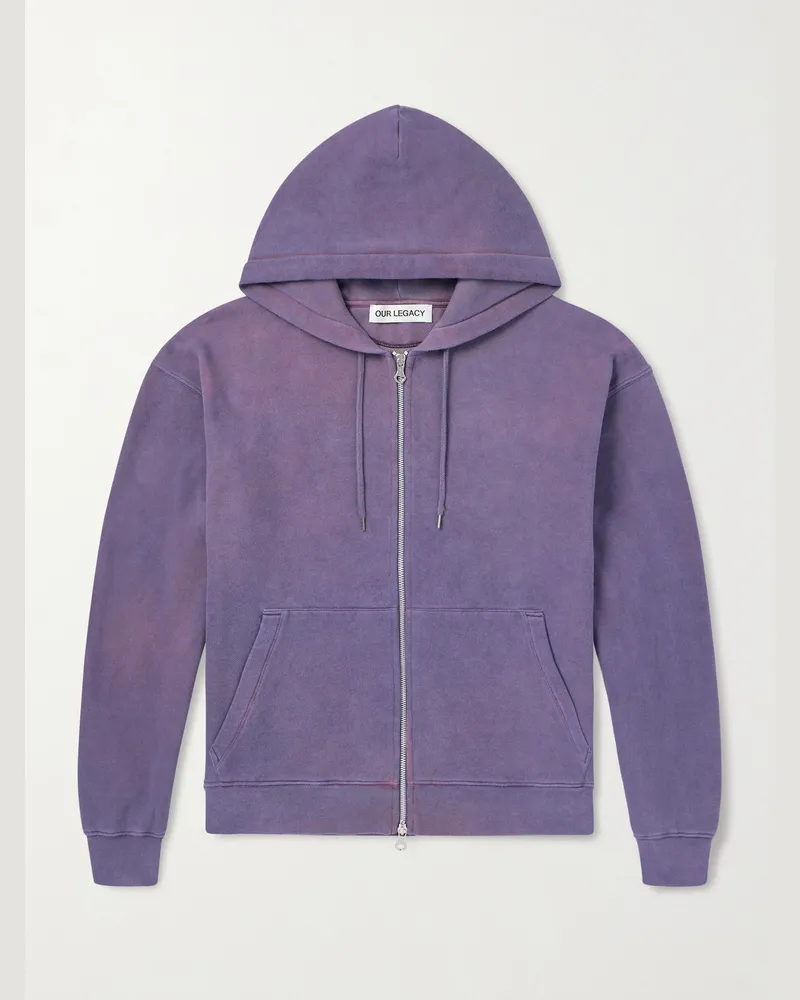Our Legacy Rascal Cotton-Jersey Zip-Up Hoodie Purple