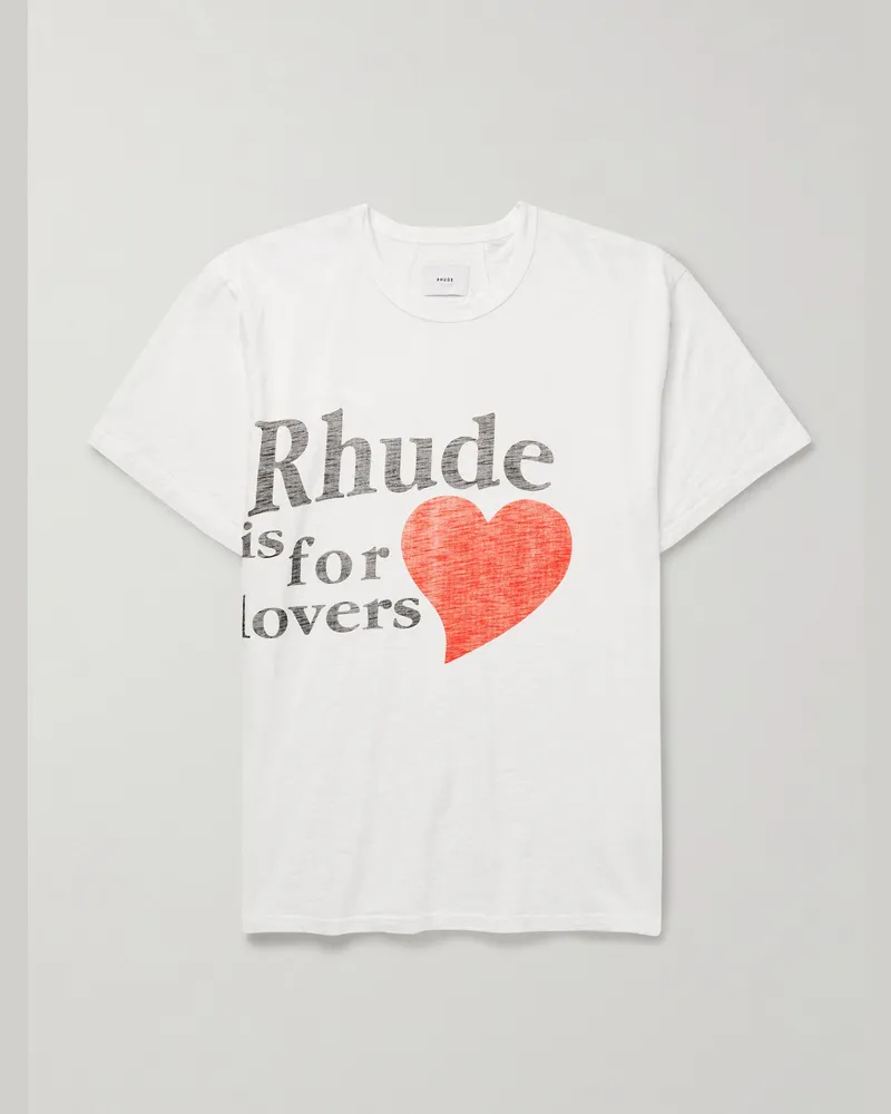 RHUDE Lovers Club T-Shirt aus Flammgarn-Jersey aus Baumwolle mit Logoprint Weiß