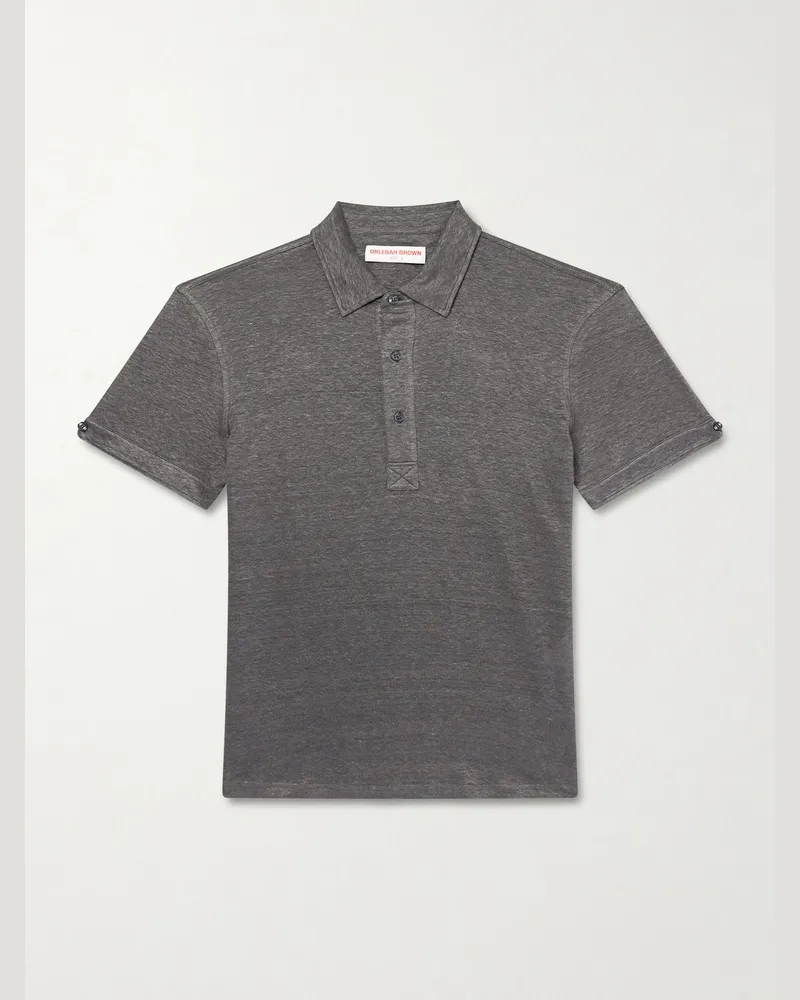 Orlebar Brown Sebastian Linen-Jersey Polo Shirt Gray