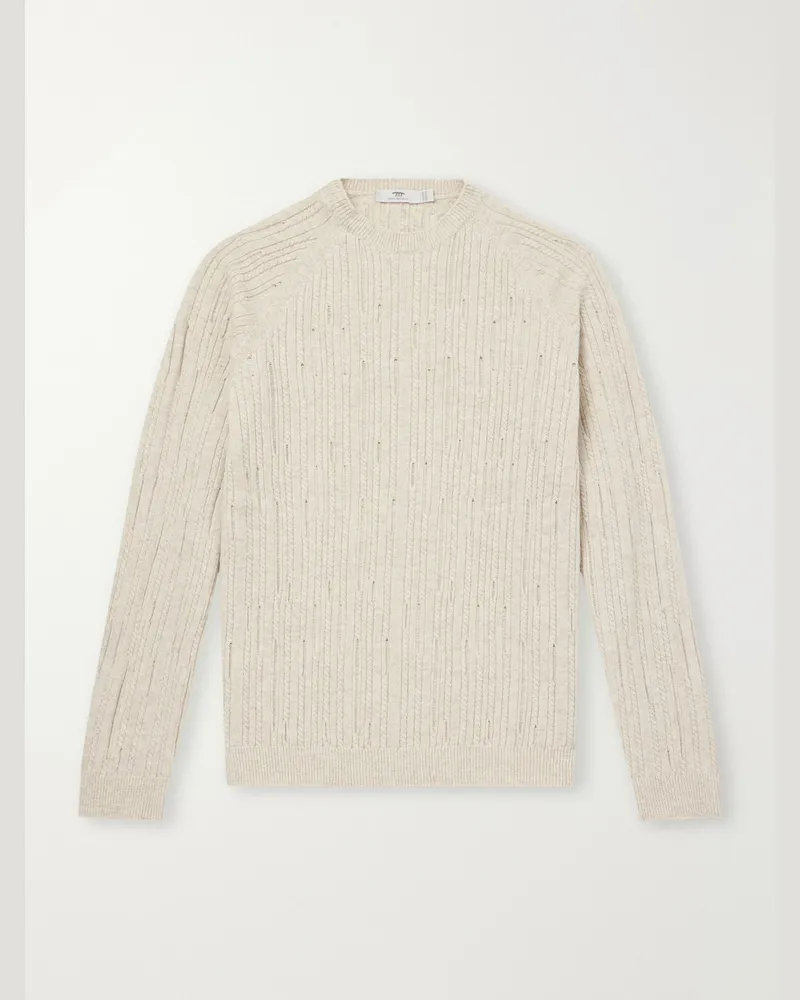 Inis Meáin Stranded Sailor Merino Wool and Cashmere-Blend Sweater Neutrals