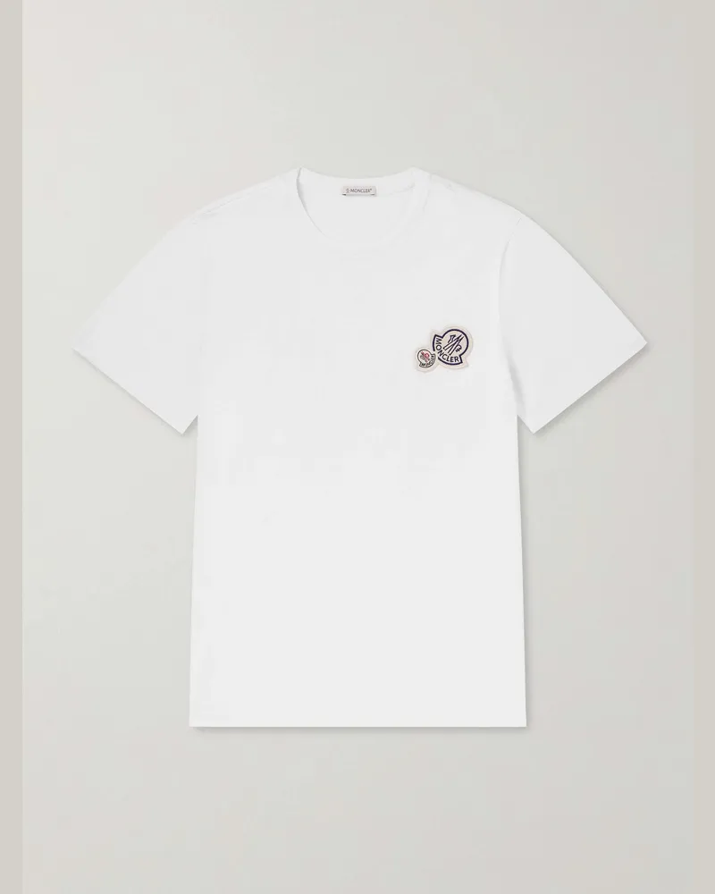 Moncler Logo-Appliquéd Cotton-Jersey T-Shirt White