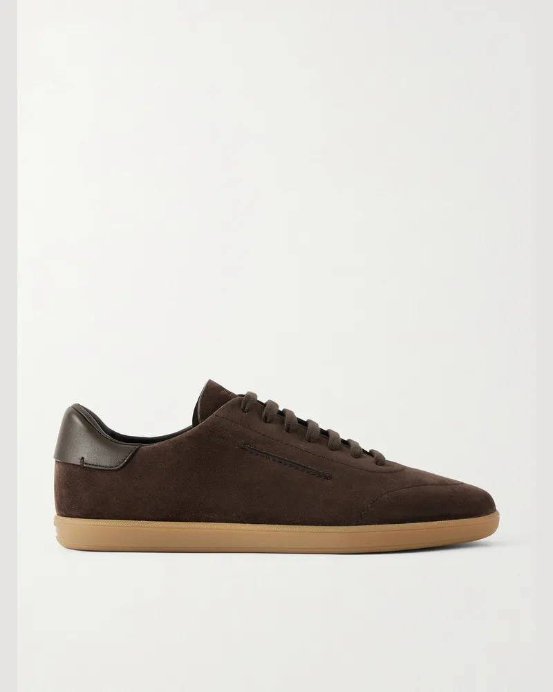 Ermenegildo Zegna 232 Leather-Trimmed Suede Sneakers Brown