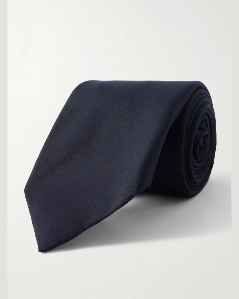 Kiton Krawatte aus Woll-Twill, 8 cm Blau