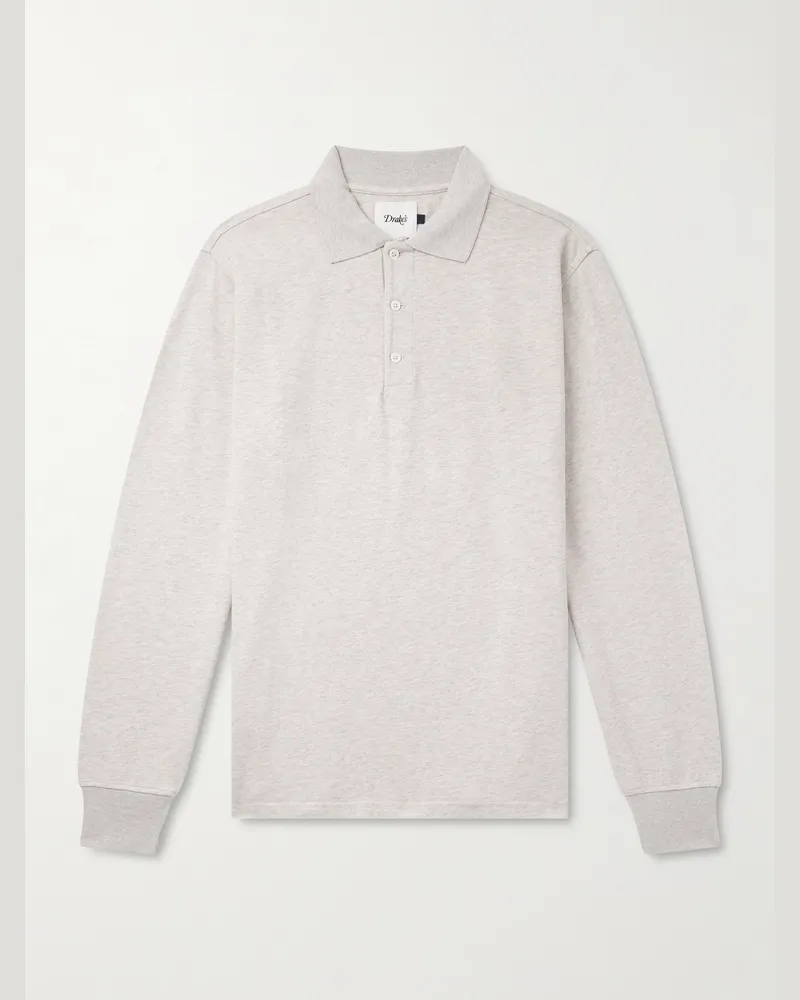 Drake's Oberteil aus Baumwoll-Jersey mit Polokragen Grau