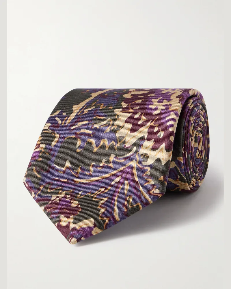 Favourbrook Charleston Krawatte aus Seide mit Blumenprint, 7,5 cm Lila