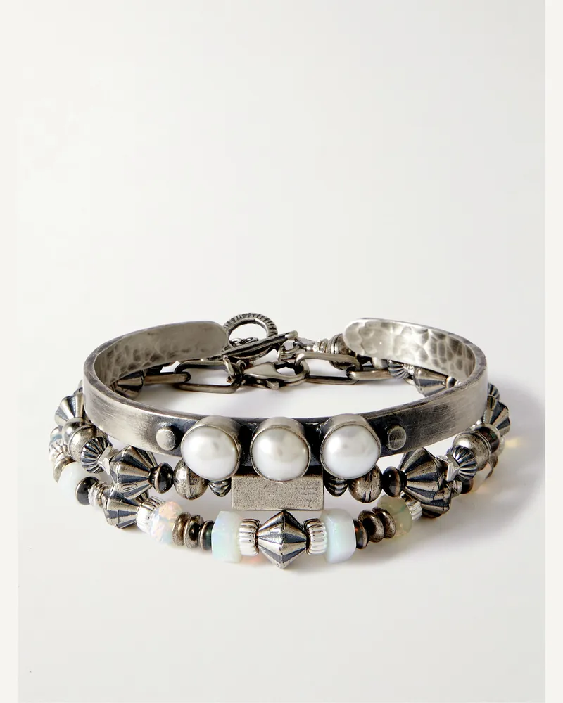 Peyote Bird Set aus drei Armbändern aus Sterlingsilber Silber