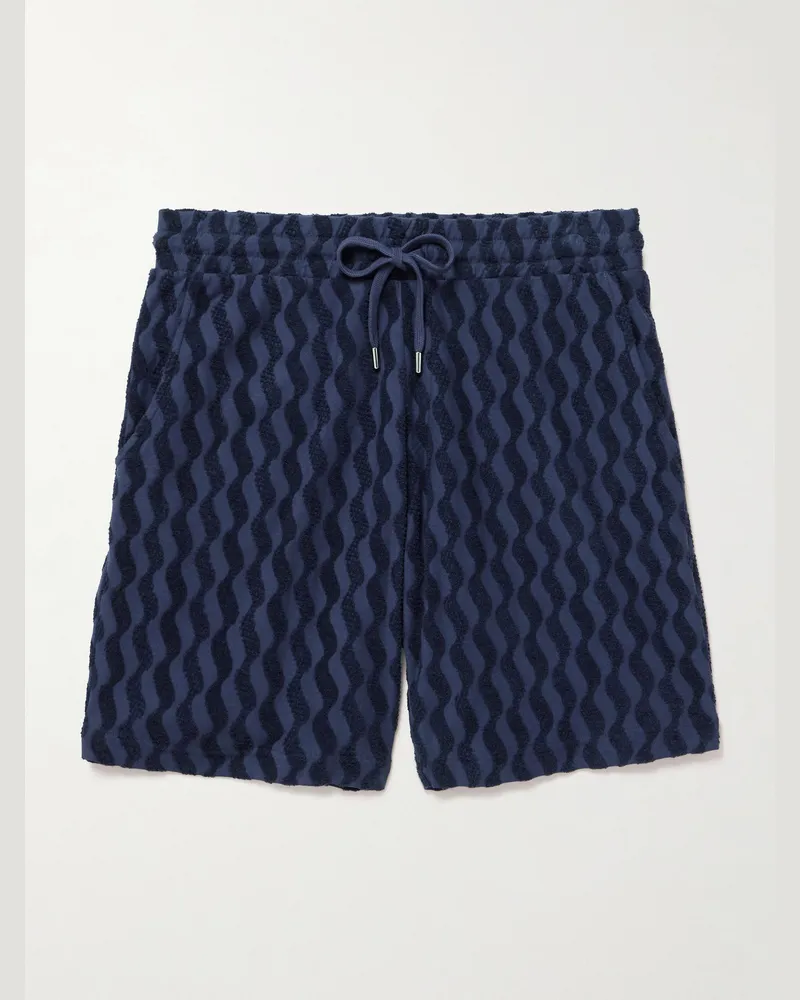 Frescobol Carioca Augusto Cotton-Blend Terry Drawstring Shorts Blue