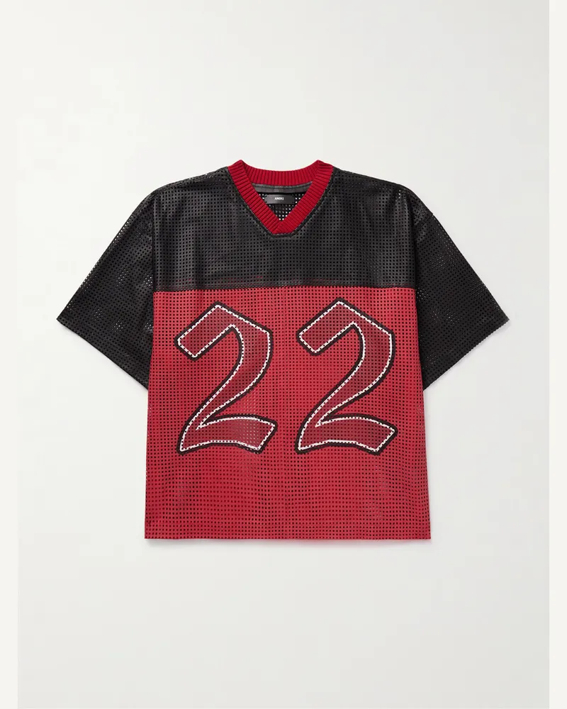 Amiri Oversized-T-Shirt aus perforiertem Leder mit Print Rot