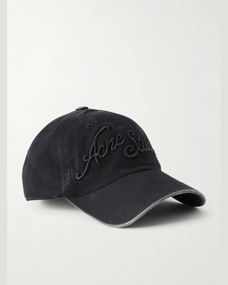Acne Studios Carliy Venice Logo-Embroidered Cotton Cap Black