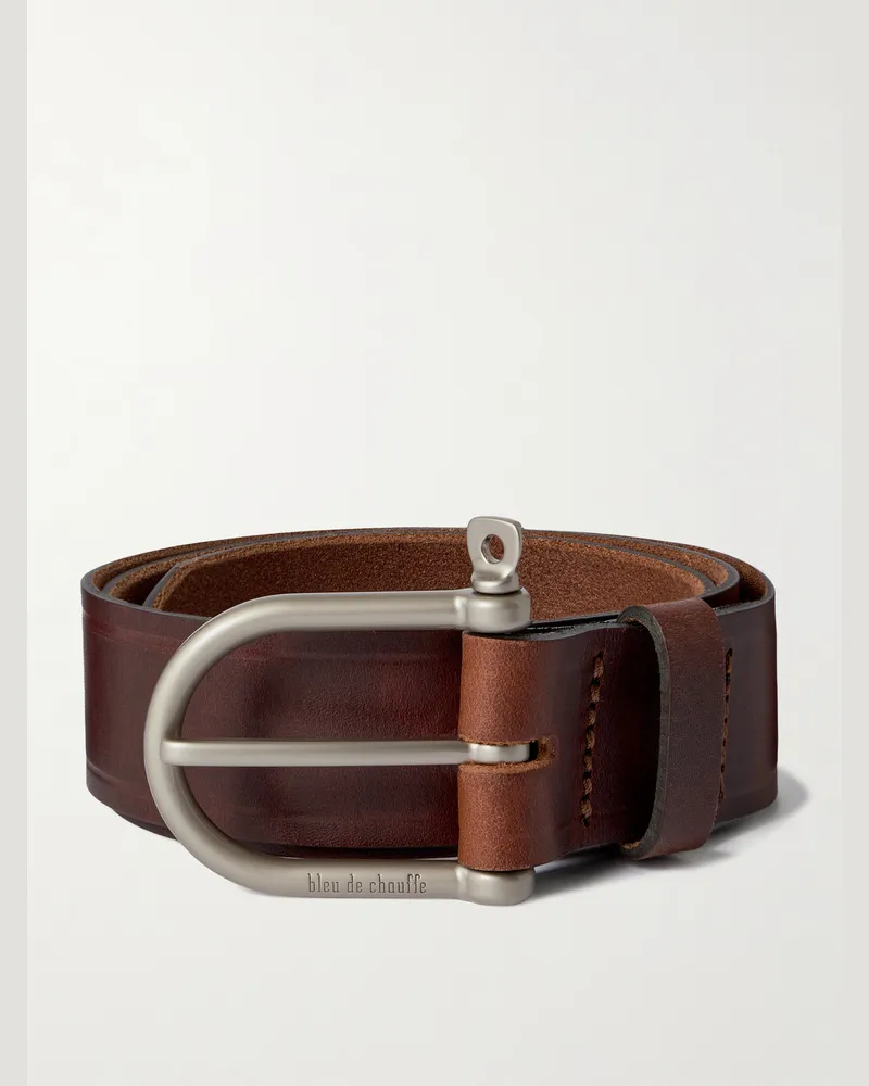 Bleu de Chauffe 3.5cm Manille Leather Belt Brown