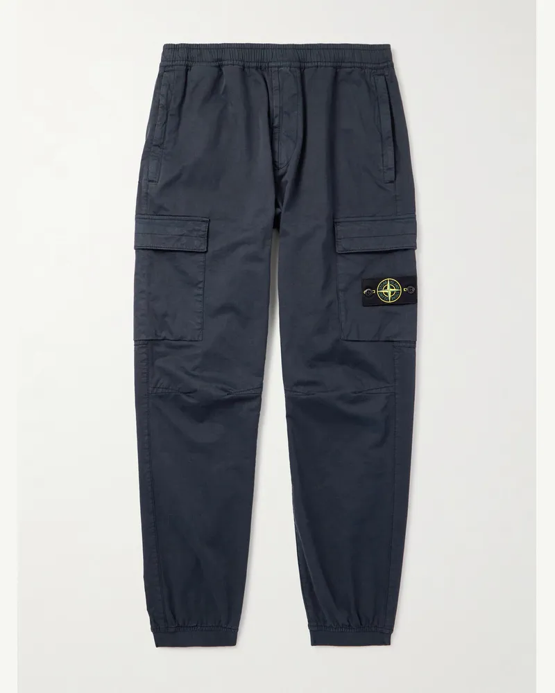 Stone Island Schmal zulaufende Hose aus einer Baumwollmischung Blau