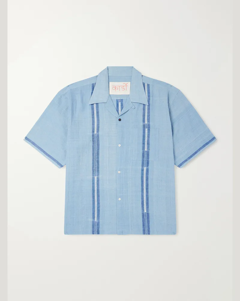 KARDO Rohit Embroidered Cotton Shirt Blue