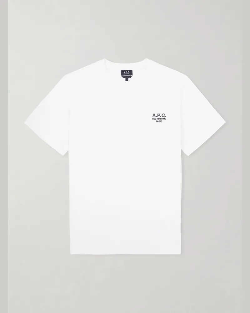 A.P.C. Logo-Embroidered Cotton-Jersey T-Shirt White