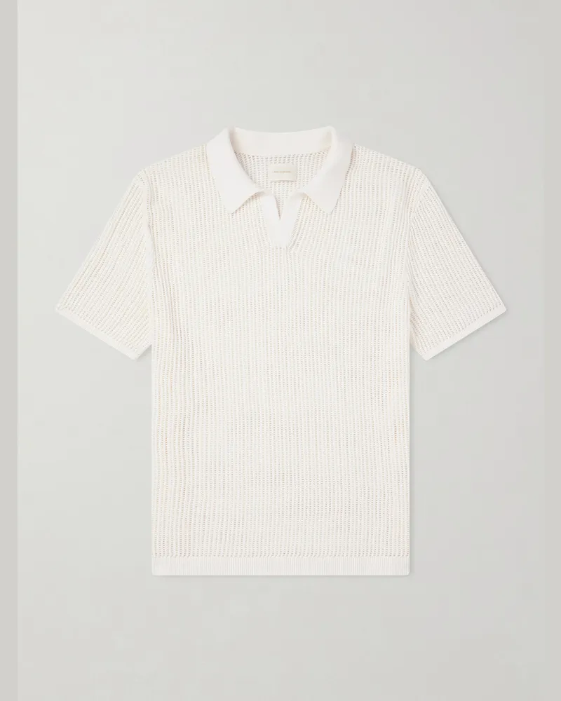 Aimé Leon Dore Open-Collar Open-Knit Cotton Polo Shirt Neutrals