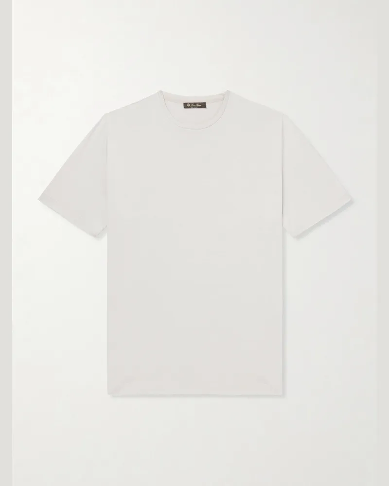 Loro Piana Silk and Cotton-Blend Jersey T-Shirt Gray