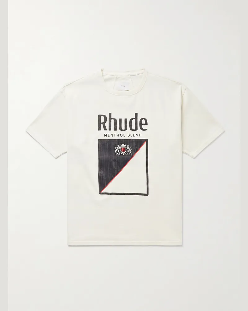 RHUDE T-Shirt aus Baumwoll-Jersey mit Logoprint Weiß