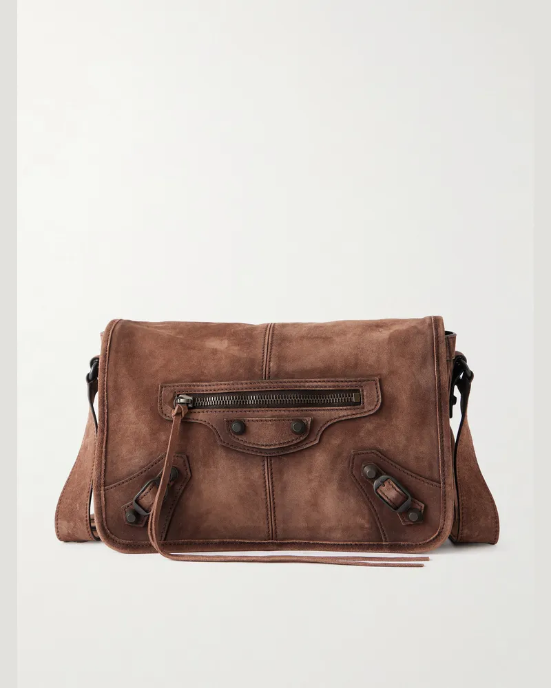 Balenciaga Le City Flap Messenger Leather Bag Brown