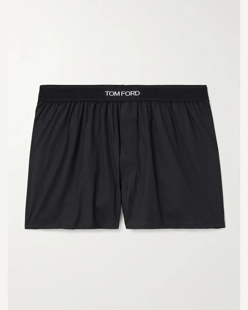 Tom Ford Stretch-Cotton Poplin Boxer Shorts Black