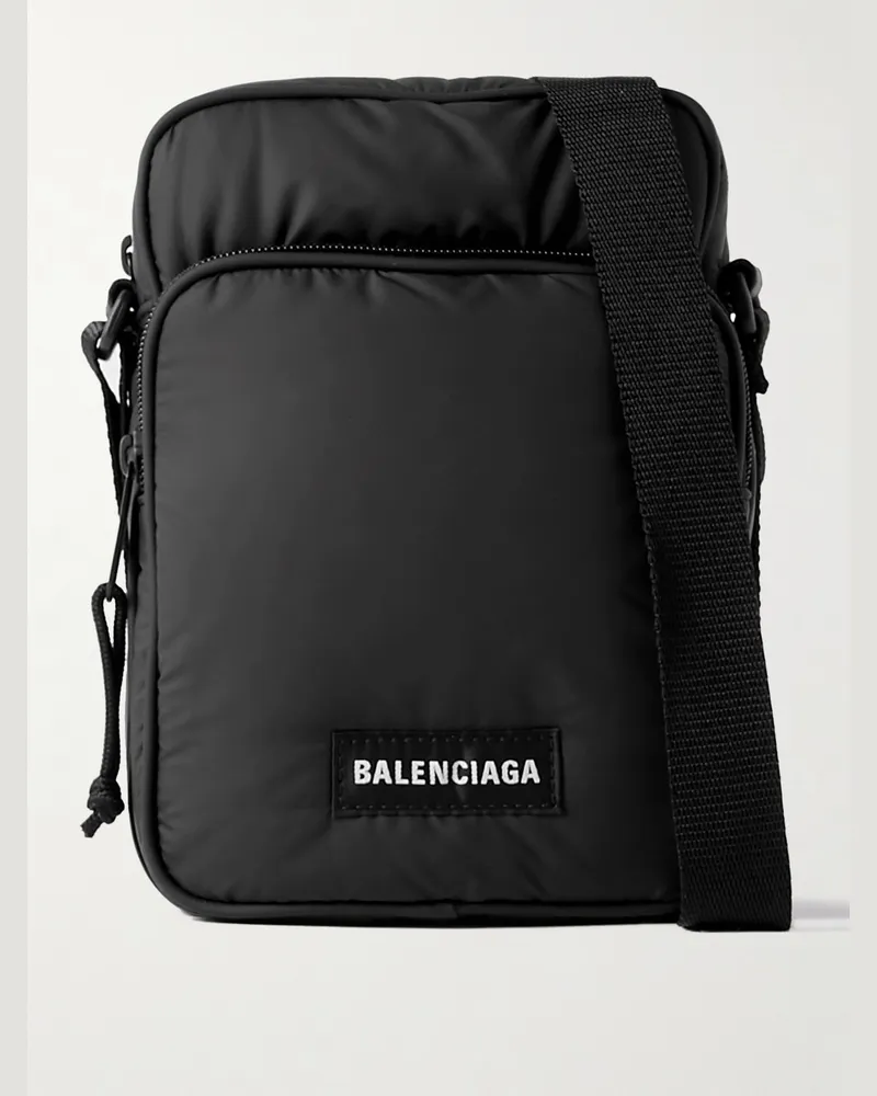 Balenciaga Explorer Logo-Appliquéd Padded Nylon Messenger Bag Black