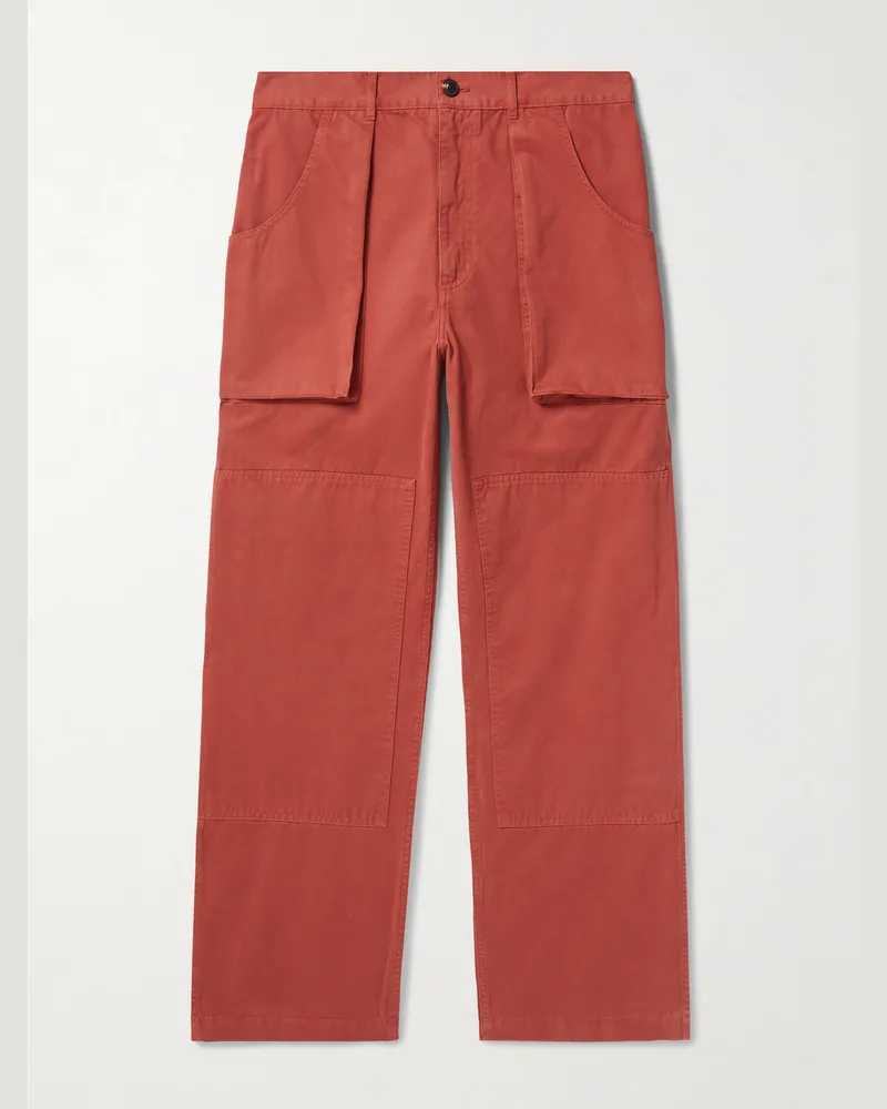 Miles Leon Garden Double Knee gerade geschnittene Hose aus Biobaumwoll-Twill Rot