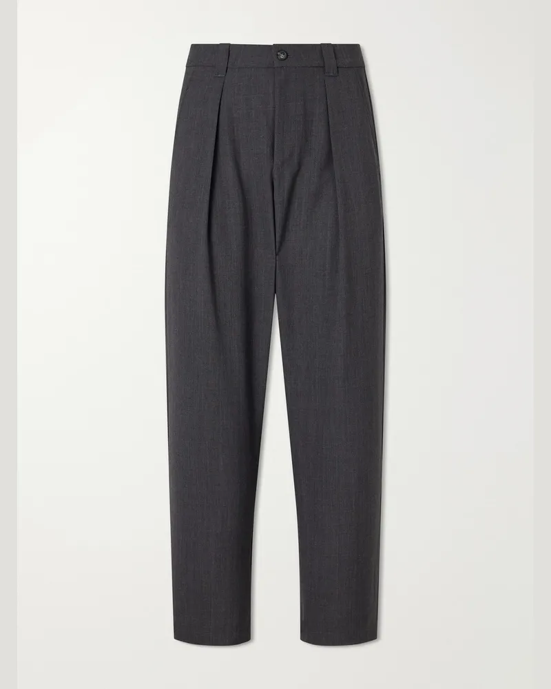 A.P.C. Renato Wide-Leg Pleated Twill Trousers Gray