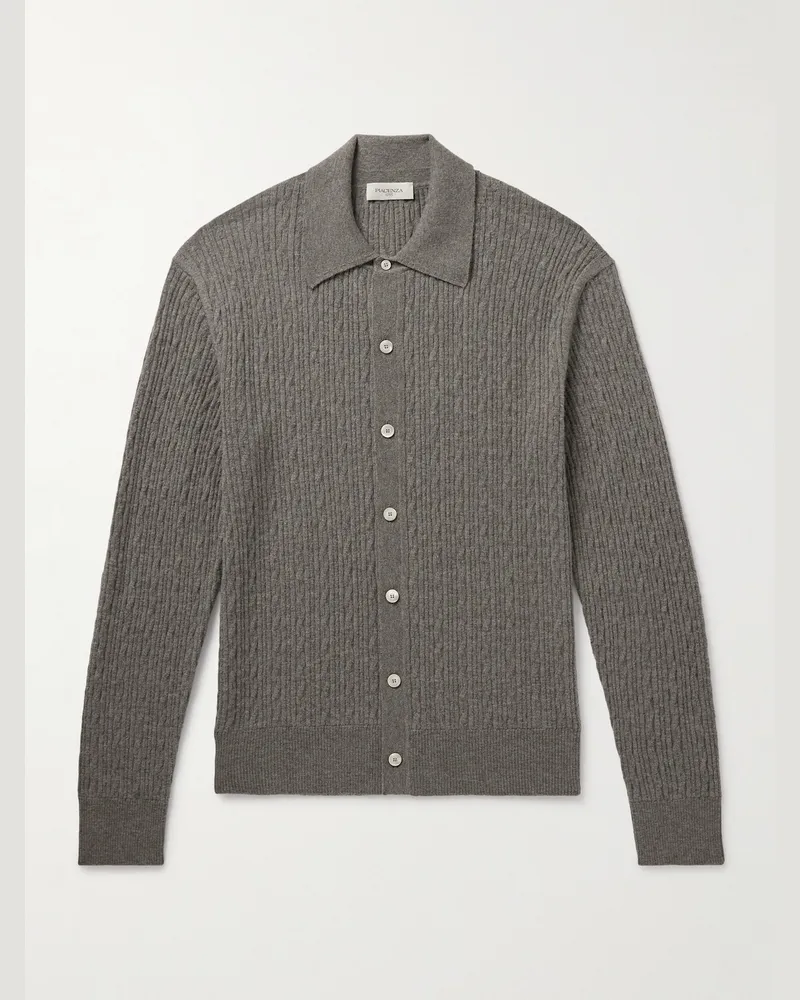 PIACENZA 1733 Slim-Fit Ribbed Virgin Wool Shirt Gray