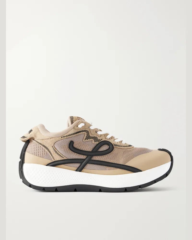 Loewe Pogo Rubber-Trimmed Mesh Sneakers Neutrals