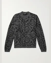 Versace Pullover aus Jacquard-Strick aus einer Baumwollmischung Schwarz