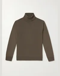 Canali Rollkragenpullover aus Merinowolle Grün