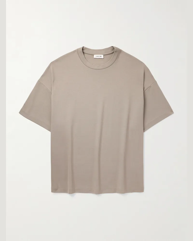Fear of God Oversized-T-Shirt aus Stretch-Jersey mit Logoapplikation Braun