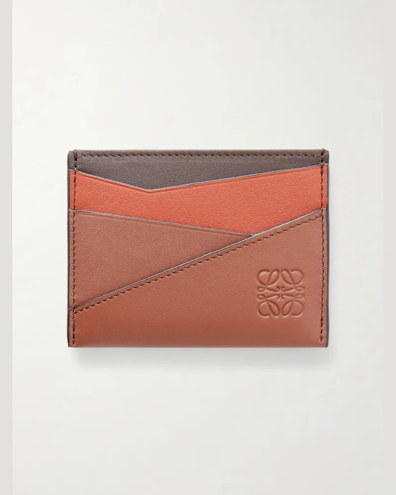 Loewe Puzzle Edge Logo-Debossed Leather Cardholder Orange
