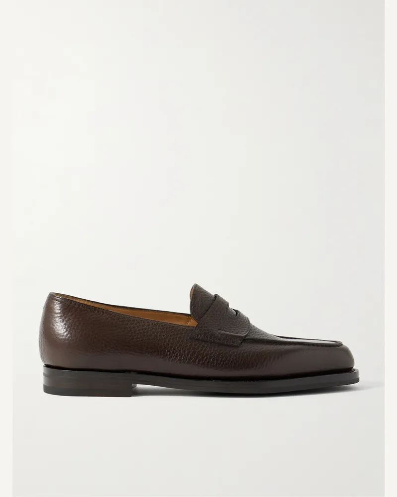 John Lobb Lopez Pennyloafers aus vollnarbigem Leder Braun