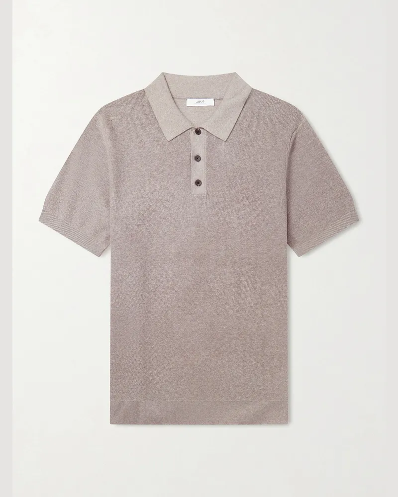 MR P. Organic Cotton and Cashmere-Blend Polo Shirt Neutrals