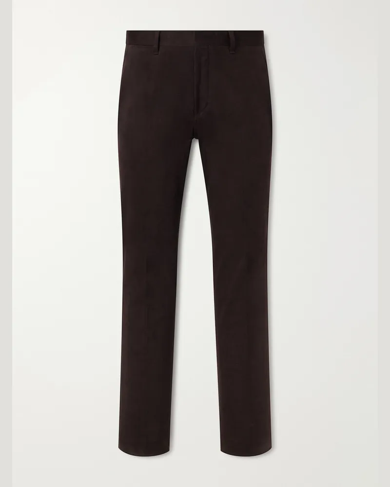 MR P. Straight-Leg Brushed Cotton-Blend Twill Suit Trousers Brown